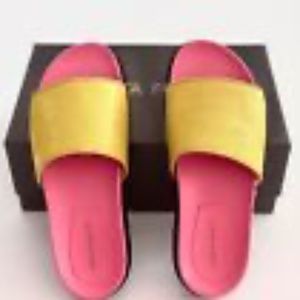 NIB ALBERTA FERRETTI YELLOW/PINK SEQUENS LEATHER SANDALS SIZE 39 MADE IN ITALY